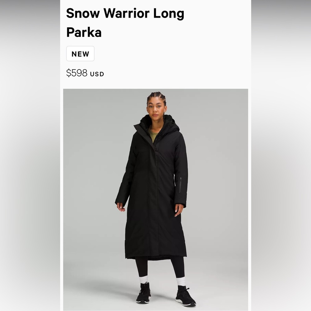 Lululemon snow warrior long parka